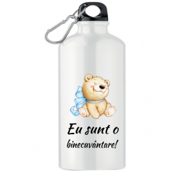 Sticlă metalica cu carabina, ursulet  Eu sunt o binecuvantare!